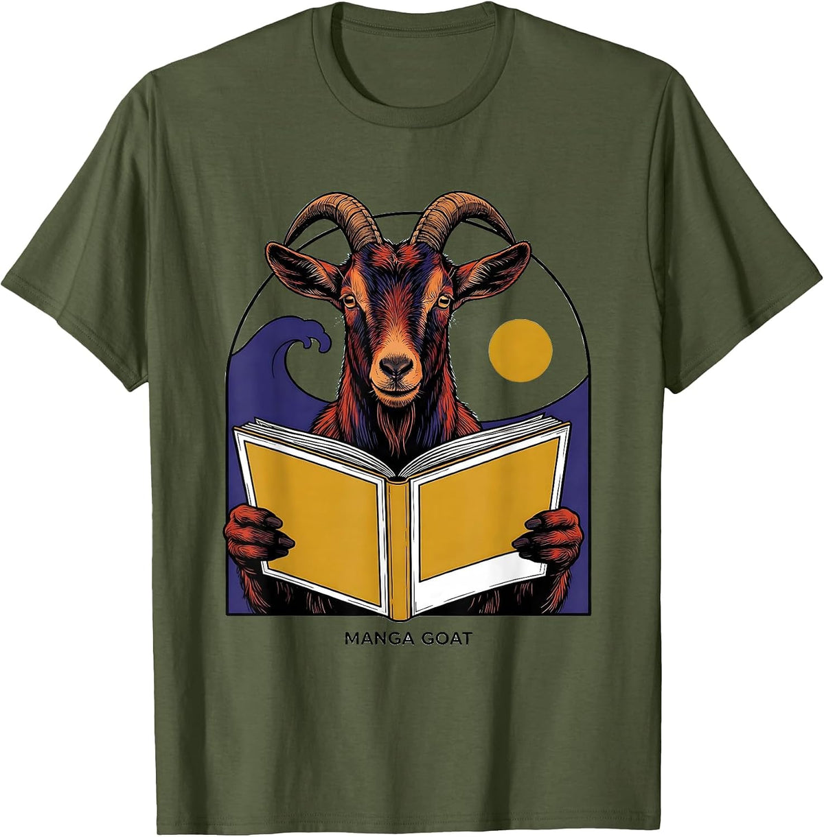 Manga Goat Kawaii Anime Animal Lover Retro Japanese Pop T-Shirt - Olive Green
