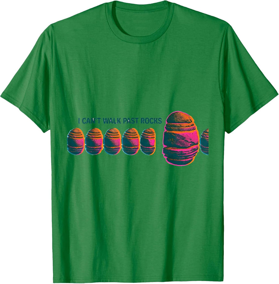 Men's I Can't Walk Past Rocks Funny Geology Rock Collector Hobby T-Shirt - Kelly Green
