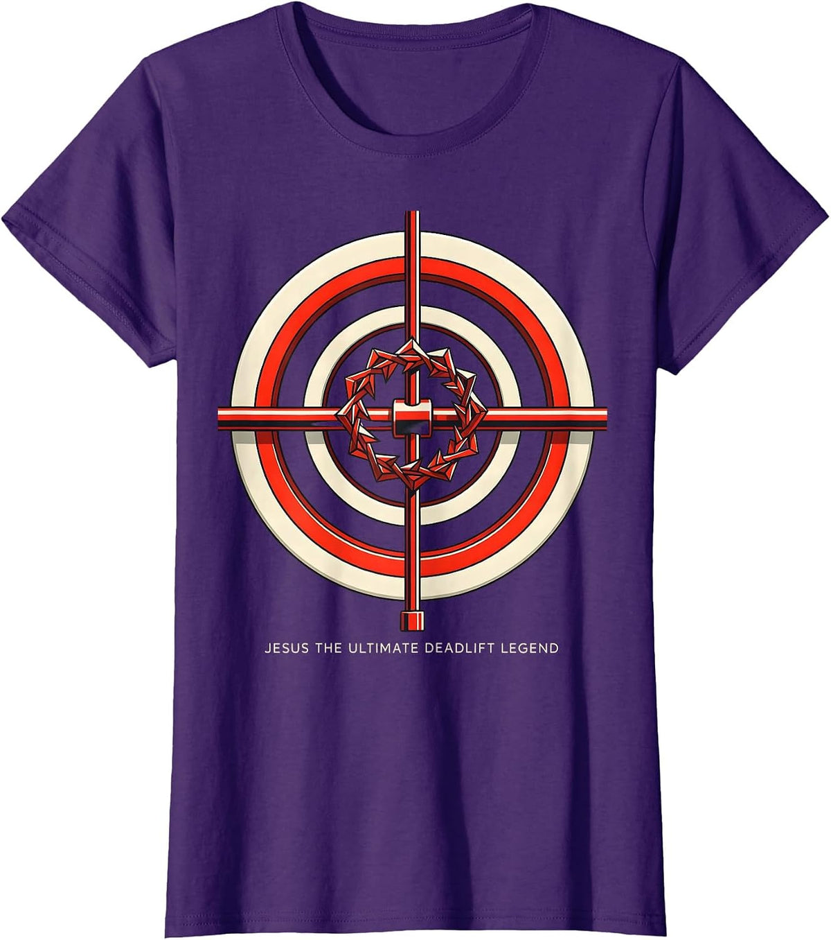 Women's Jesus The Ultimate Deadlift Legend Geometric Christian Gym T-Shirt - Purple