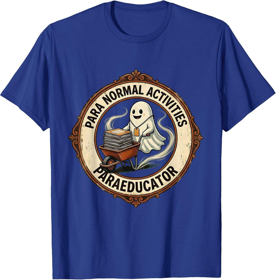 Para Normal Activities Paraeducator Vintage Ghost Halloween T-Shirt - Royal Blue