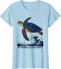 Women's My Animal Is A Sea Turtle Ukiyo E Ocean Animal Lover Summer T-Shirt - Baby Blue