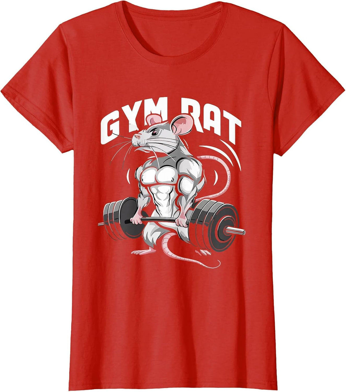 Gym Rat Funny Bodybuilding Fitness Workout Gym Weightlifter T-Shirt - Red