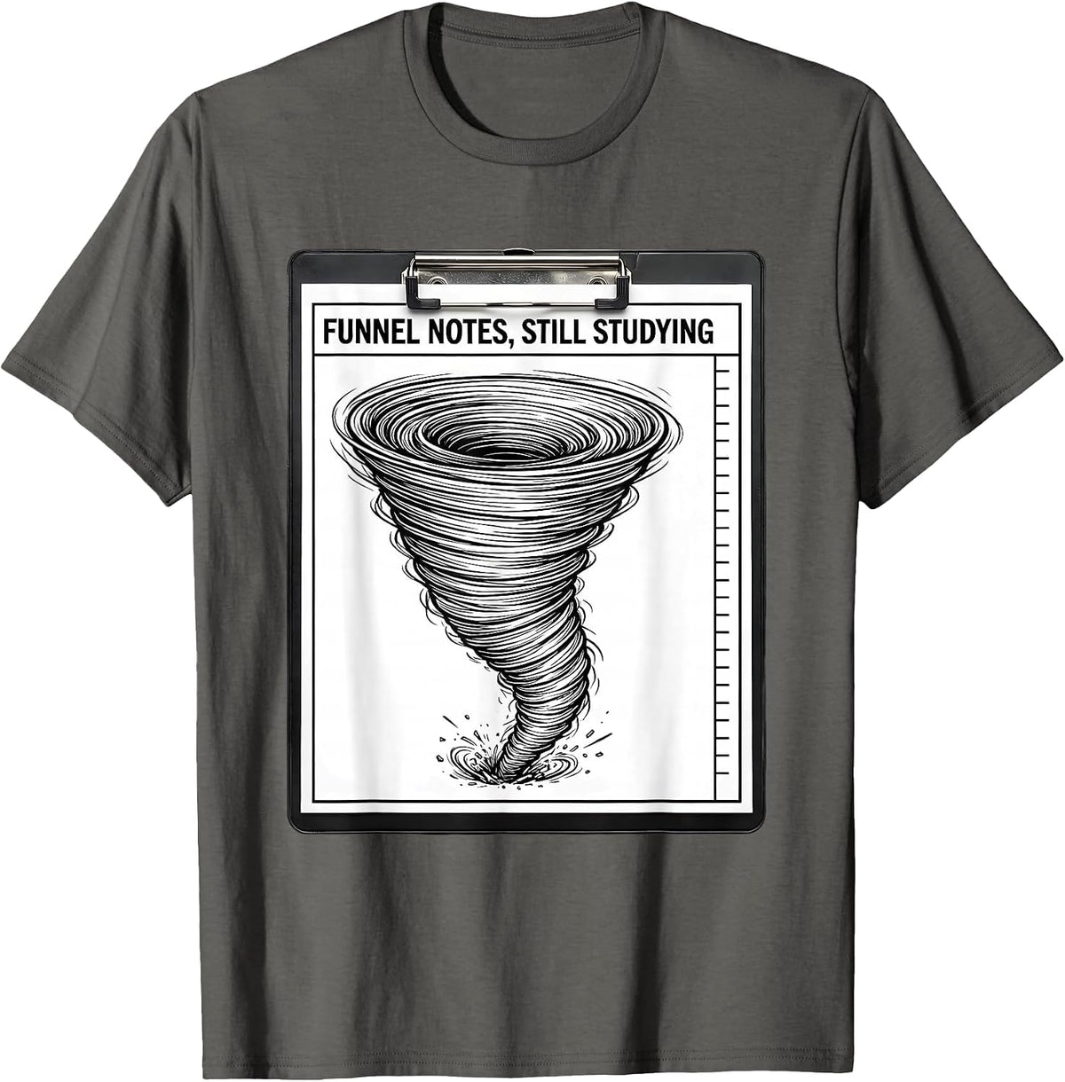Funnel Notes Still Studying Line Art Meteorology Gift T-Shirt - Asphalt Grey