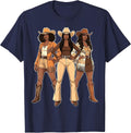 Black African American Cowgirl T-Shirt - Navy Blue