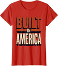 Women's Built in America Proud USA Patriotic Design T-Shirt - Red