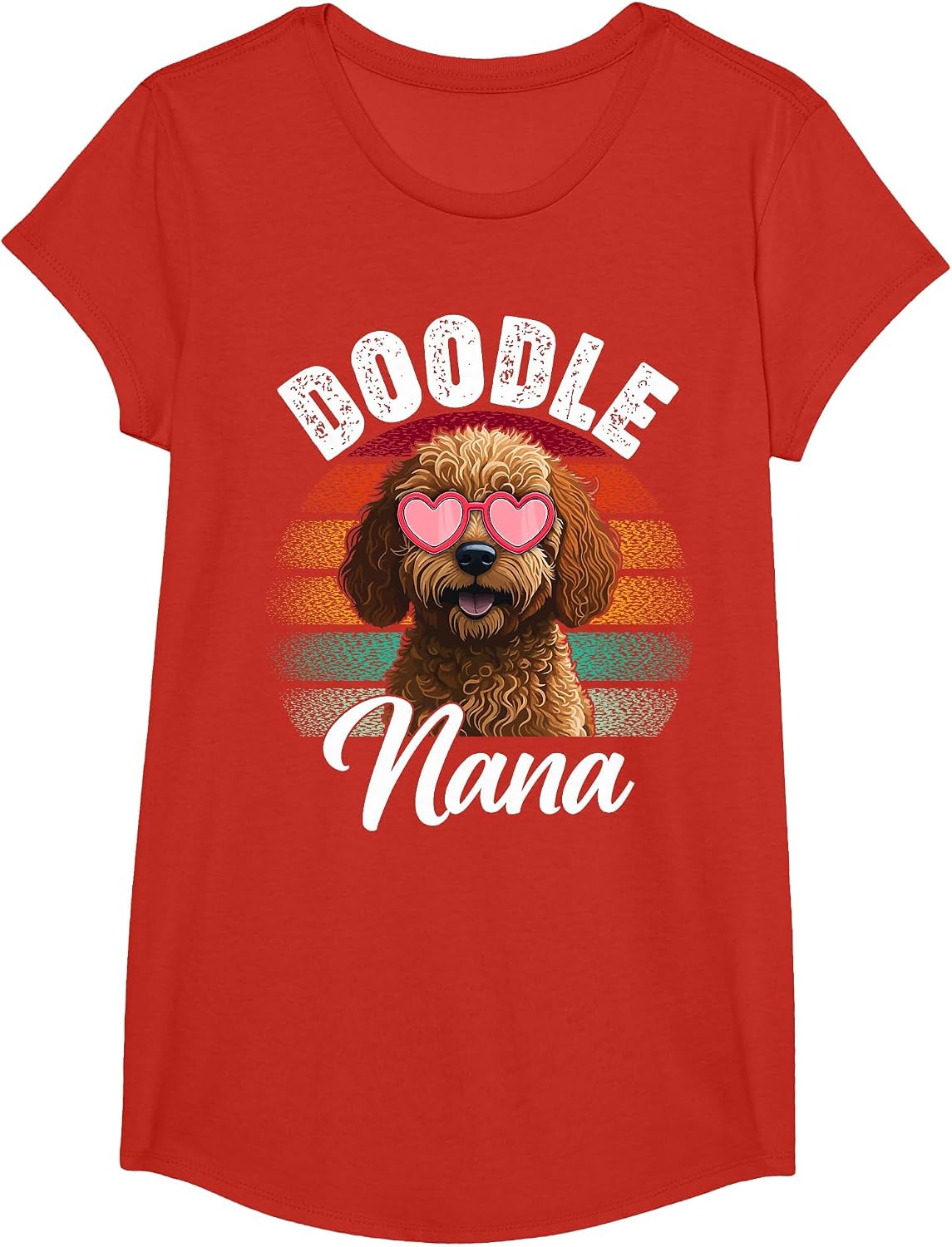 Retro Doodle Nana Goldendoodle Dog Lover Mothers Day Women T-Shirt - Girls Red
