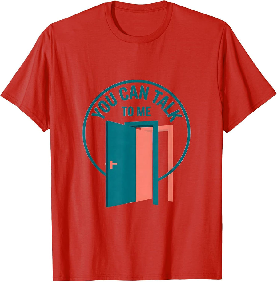 Men's You Can Talk To Me Supportive Counselor Mental Health T-Shirt - Red