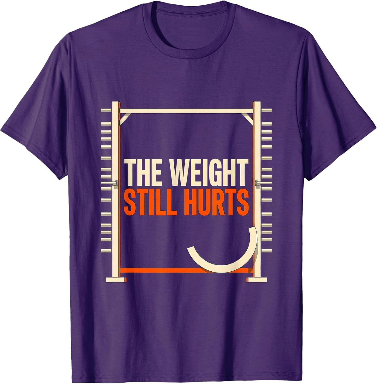 Men's The Weight Still Hurts Funny Gym Workout Weightlifting Humor T-Shirt - Purple