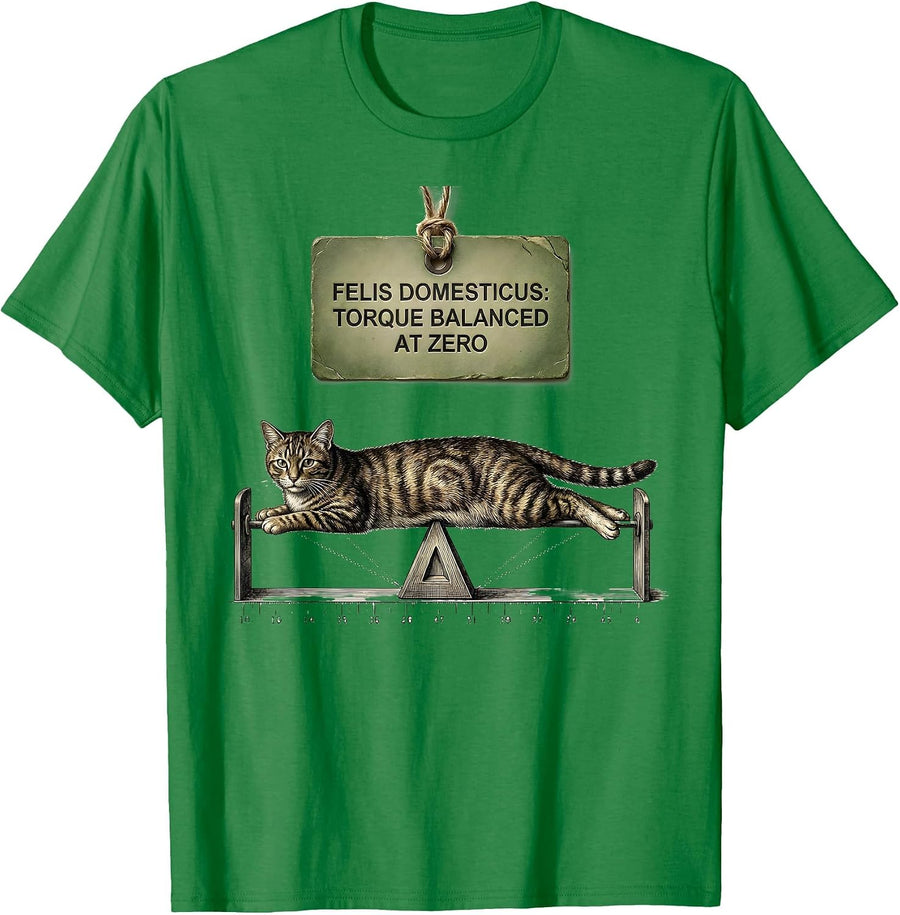 Men's Felis Domesticus: Torque Balanced At Zero Math Teacher T-Shirt - Kelly Green