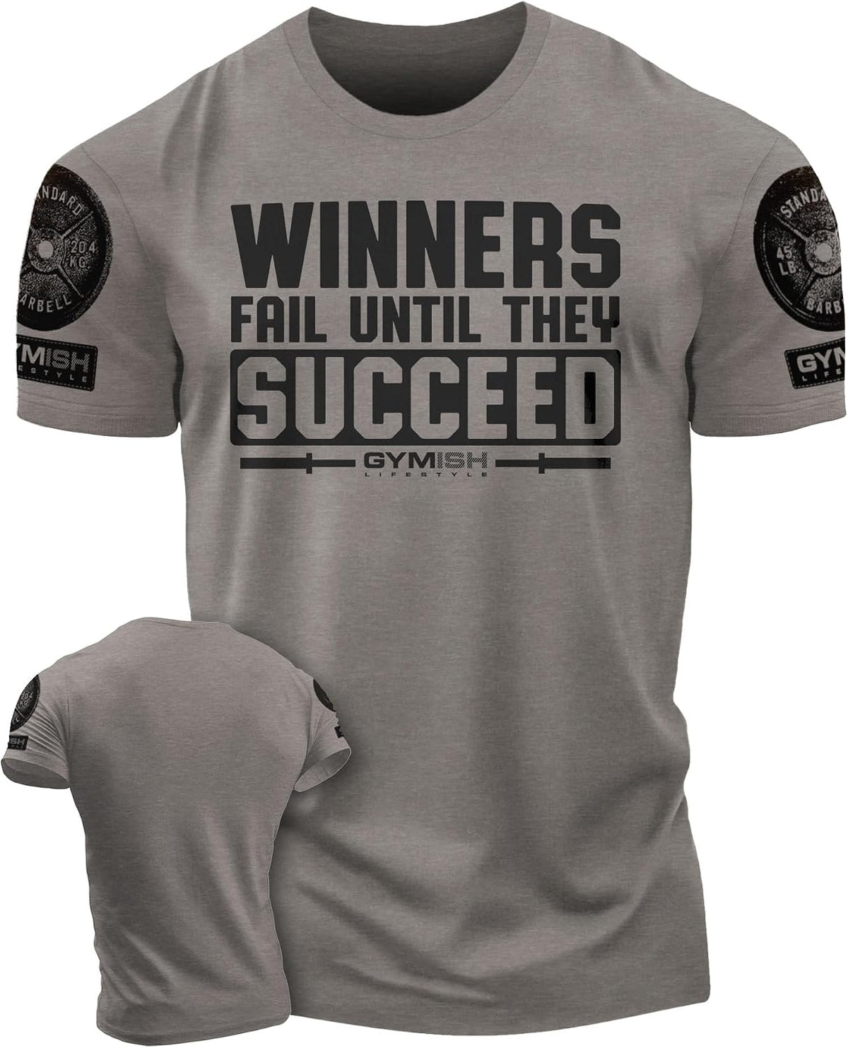 Winners Fail Mens Bodybuilding T-Shirts Graphic Tees Short Sleeve Workout Shirt - 3. Winners Fail Warm Grey Branded
