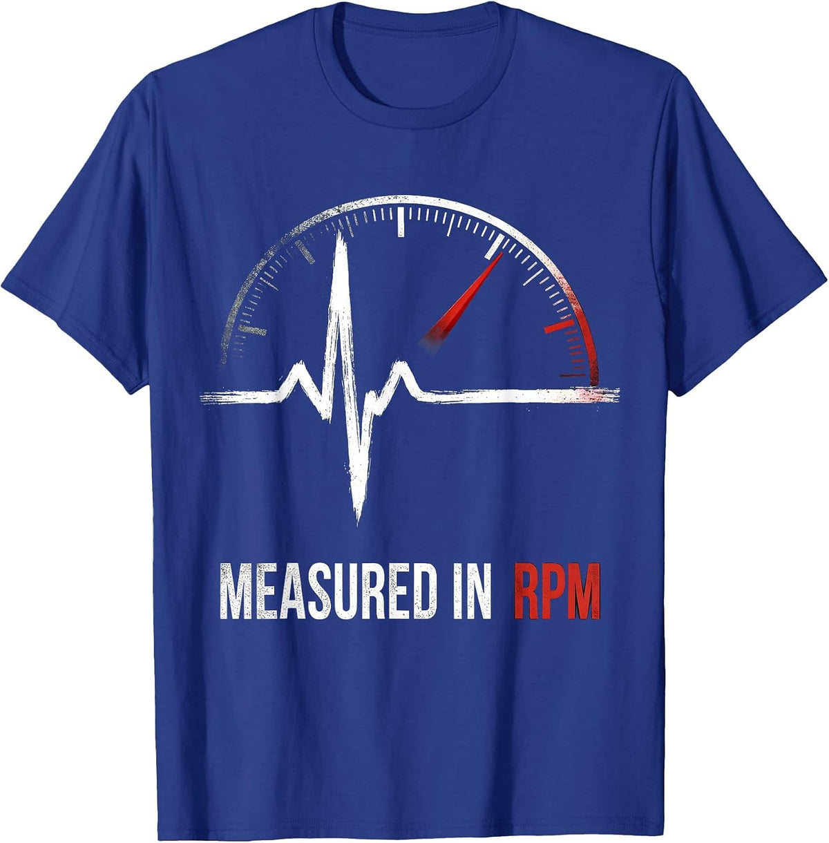 Men's Measured In RPM Distressed Car Guy Auto Mechanic Speedometer T-Shirt - Royal Blue
