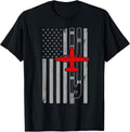 C130 Hercules Gunship Airplane American Flag Runway C130 T-Shirt, Men, Black, Small - As Pictured