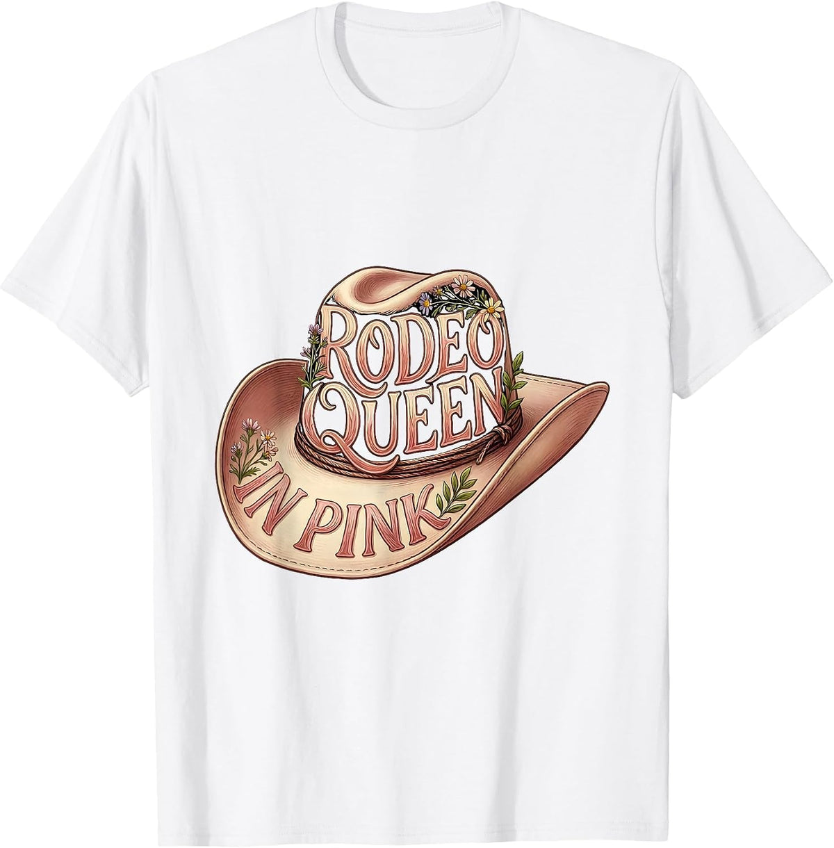 Men's Rodeo Queen Pink Western Cowgirl Design T-Shirt - White