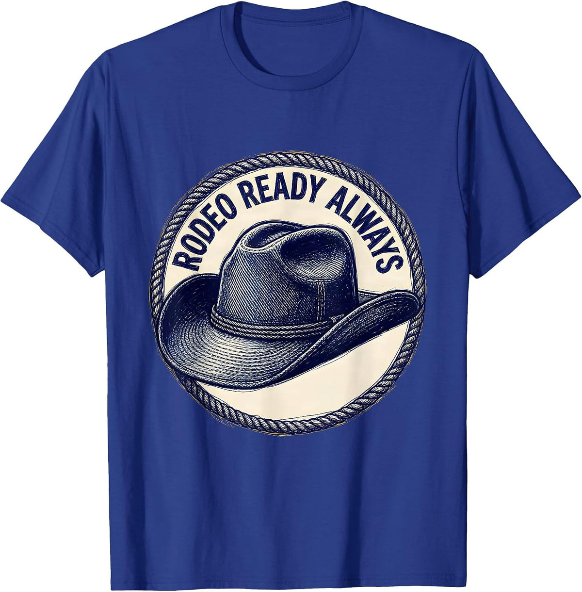 Denim Cowgirl Rodeo Ready Always Design T-Shirt - Royal Blue