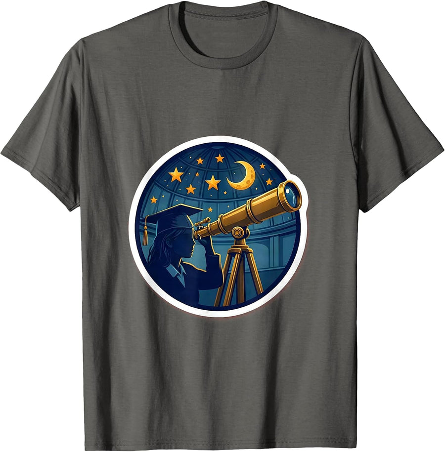 Teacher Stargazer Telescope Classroom Night Sky T-Shirt - Asphalt Grey