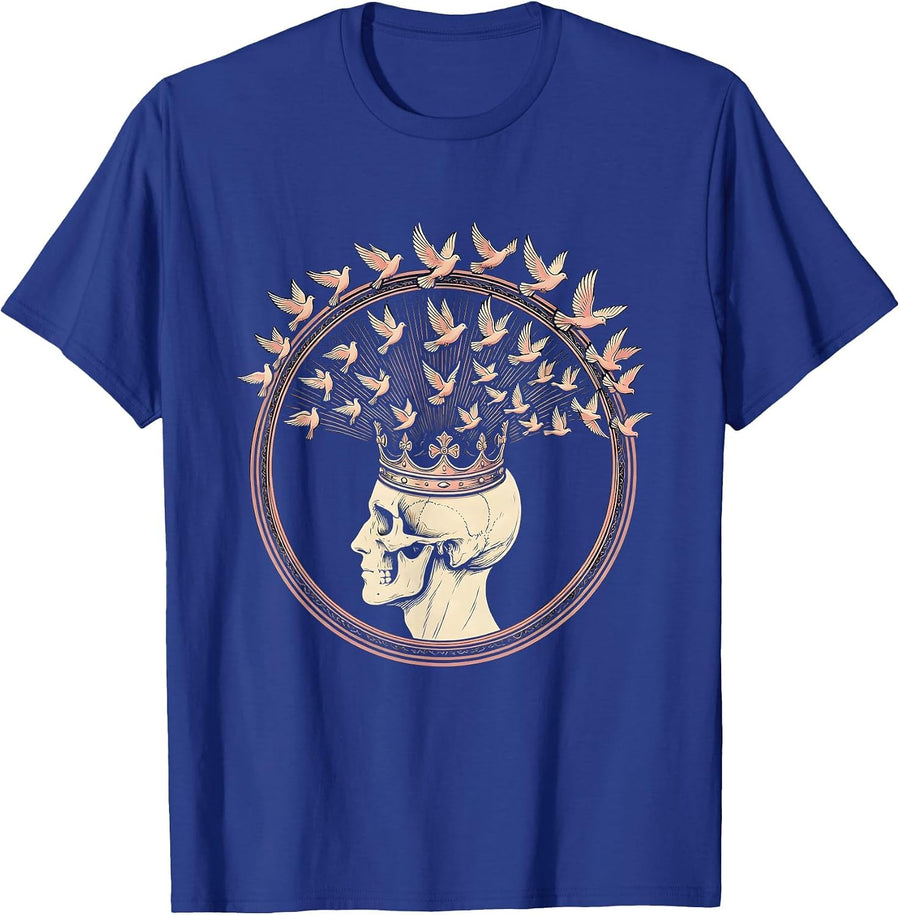 Mental Health Open Mind Birds Flying Free Graphic T-Shirt - Royal Blue