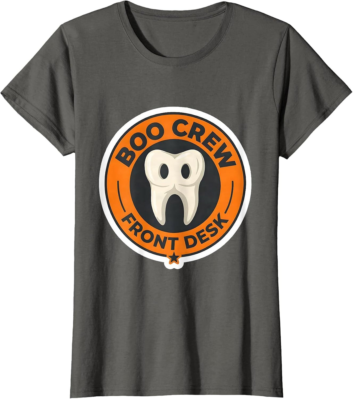 Women's Boo Crew Front Desk Dental Squad Halloween Costume Humor T-Shirt - Asphalt Grey