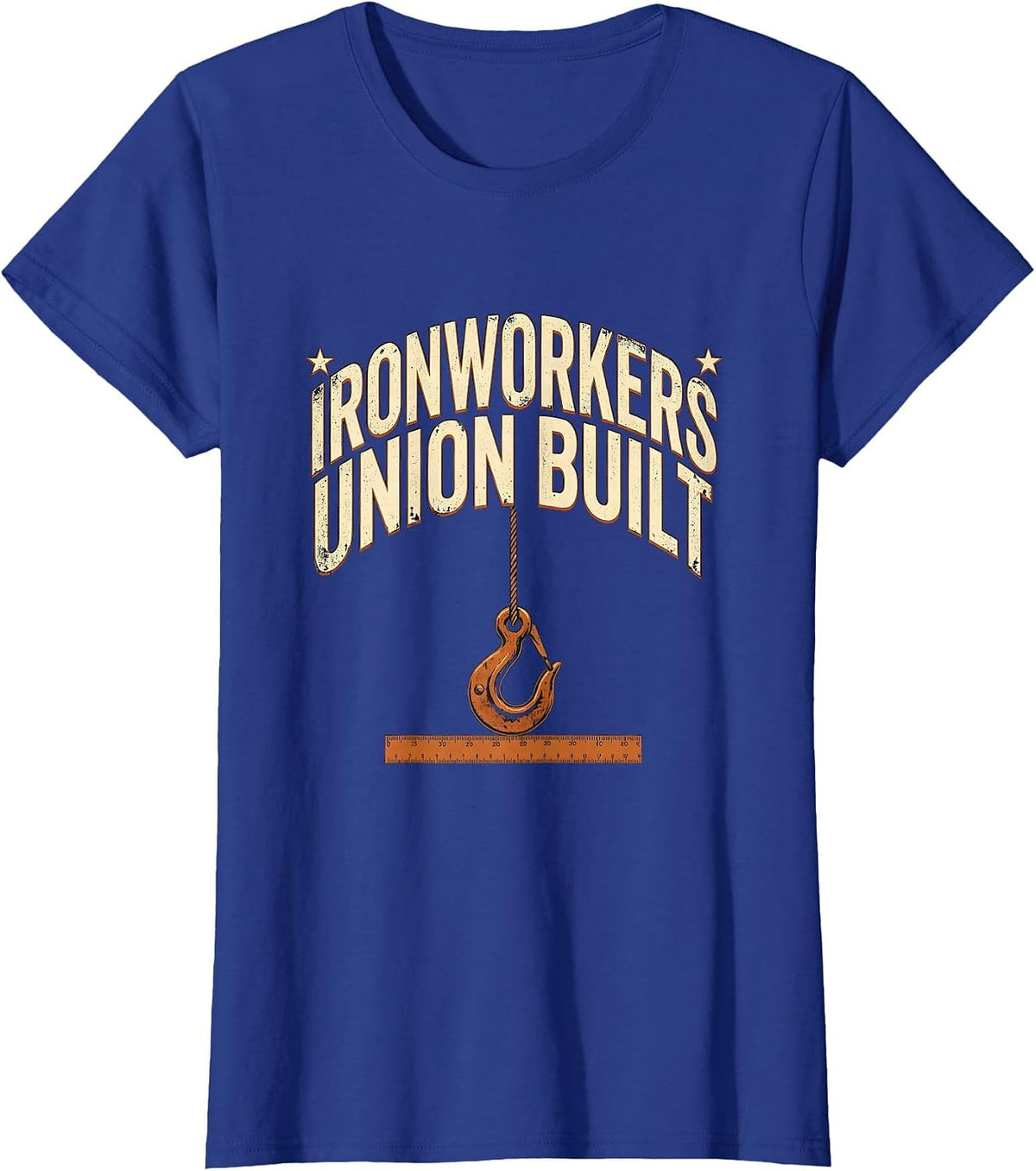 Women's Ironworkers Union Built Heavy Condensed Block Sans Labor T-Shirt - Royal Blue