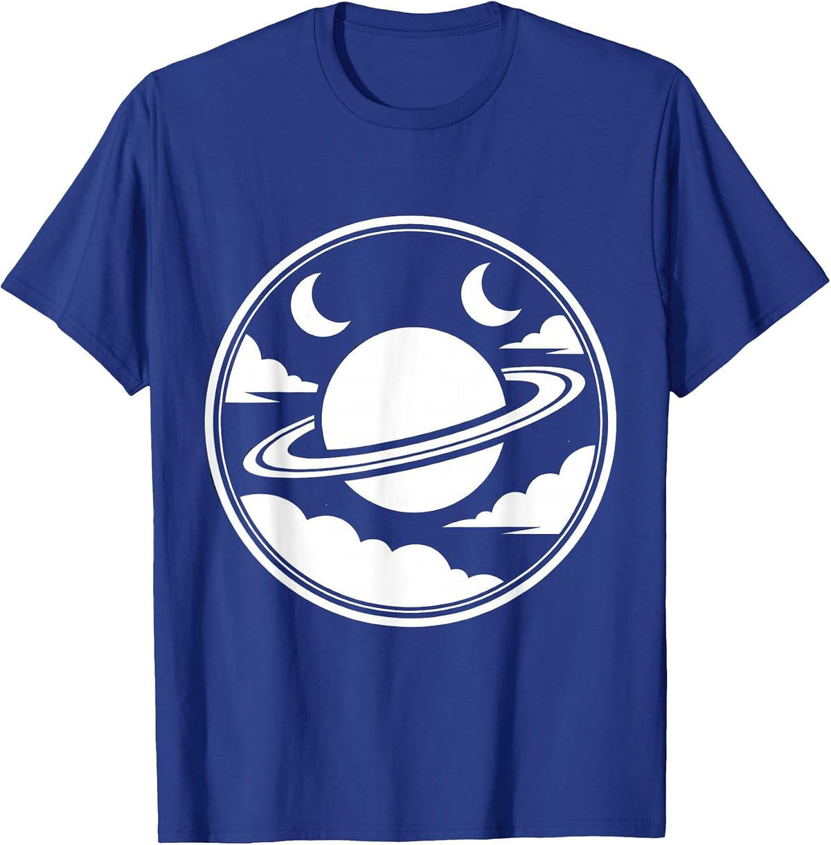 Men's Planet Twin Moons Nebula Space Illustration T-Shirt - Royal Blue