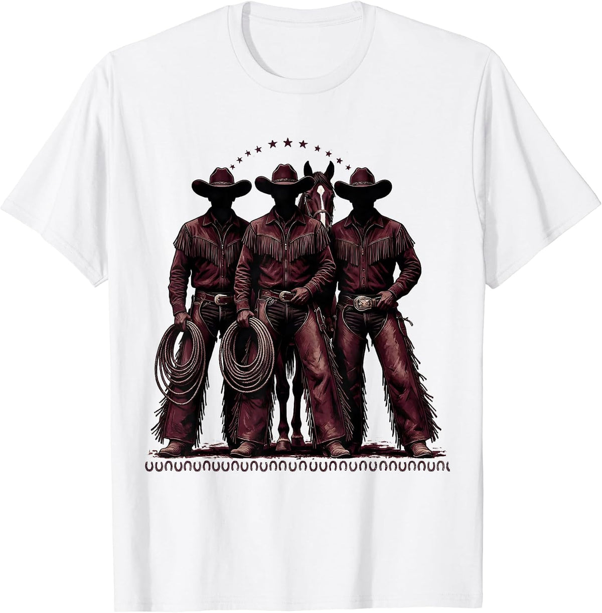 Men's Black Rodeo Riders Monochromatic Western Pride Cowgirl T-Shirt - White