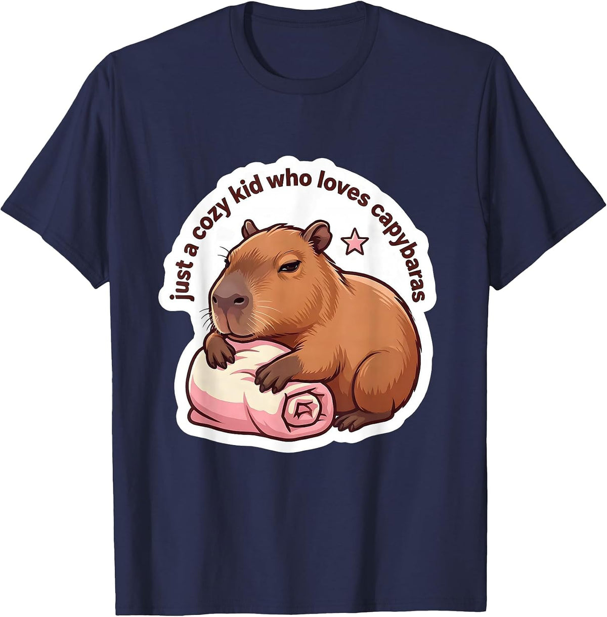 Men's just a cozy kid who loves capybaras Funny Capybara Gamer T-Shirt - Navy Blue