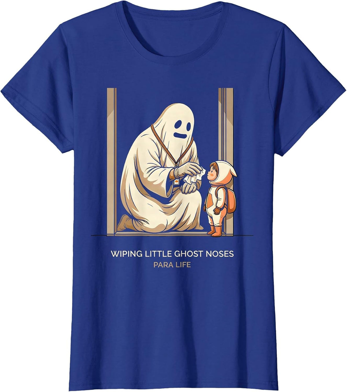 Women's Wiping Little Ghost Noses Para Life Paraeducator Halloween T-Shirt - Royal Blue