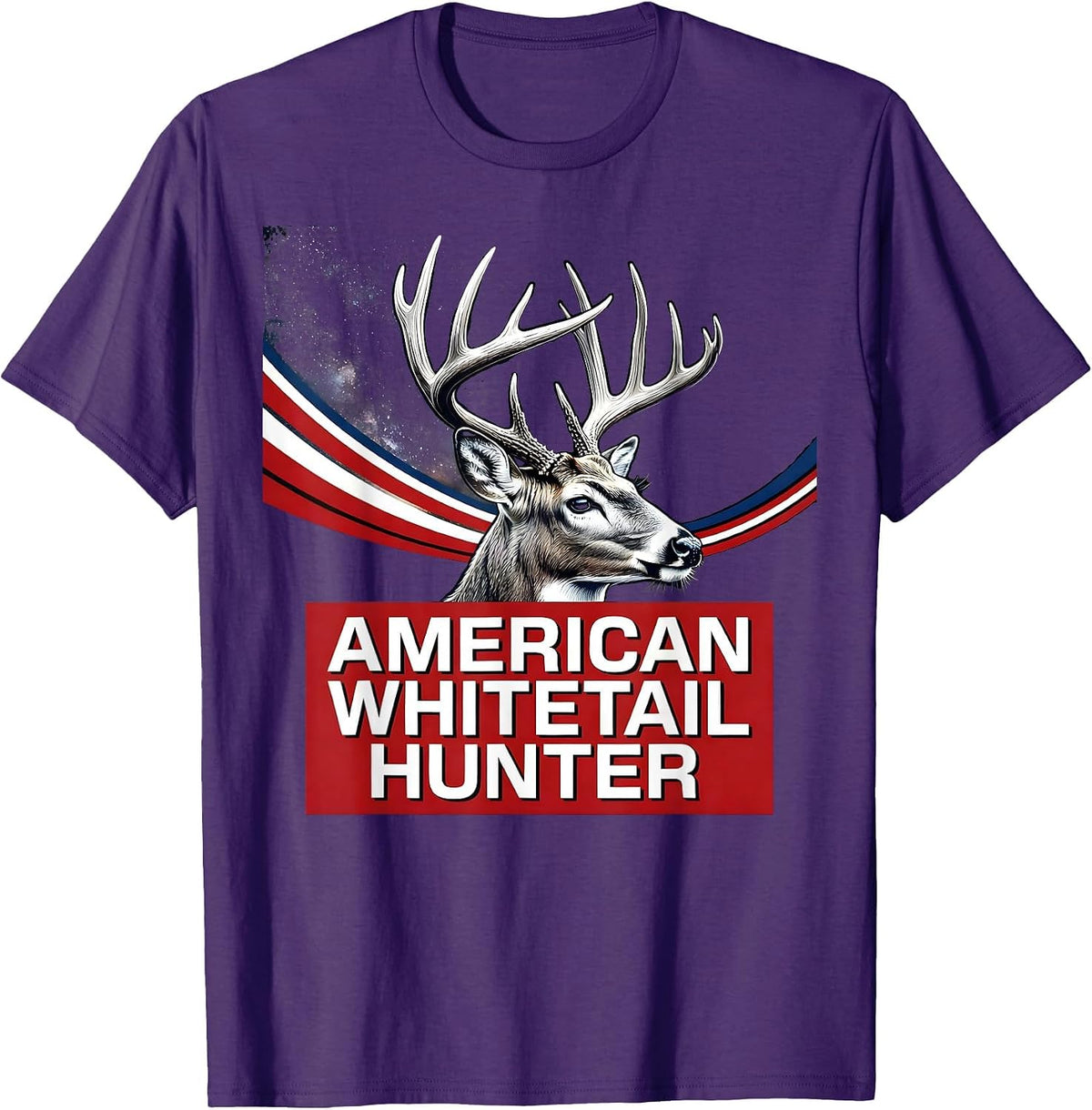 Men's American Whitetail Hunter Patriotic Deer Hunting Dad Humor T-Shirt - Purple