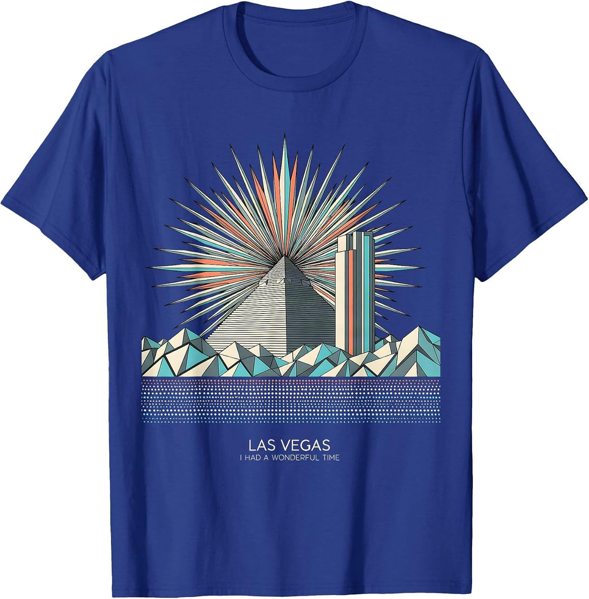 Men's Las Vegas, I Had A Wonderful Time Geometric Skyline Souvenir T-Shirt - Royal Blue