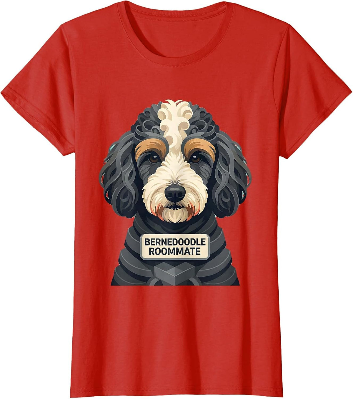 Women's Bernedoodle Roommate Funny Dog Mom Dad Doodle Lover Gift T-Shirt - Red