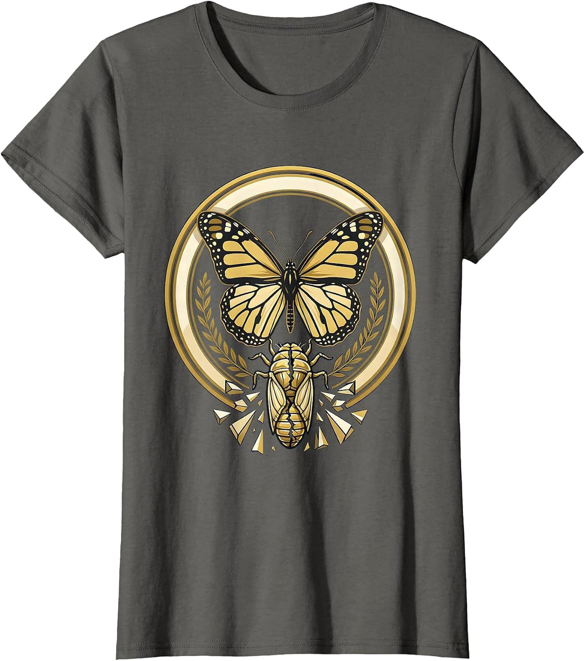 Women's School Counselor Butterfly Chrysalis Transformation T-Shirt - Asphalt Grey