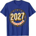 Happy New Year 2027 Screenprint Poster Party Host Family T-Shirt - Royal Blue