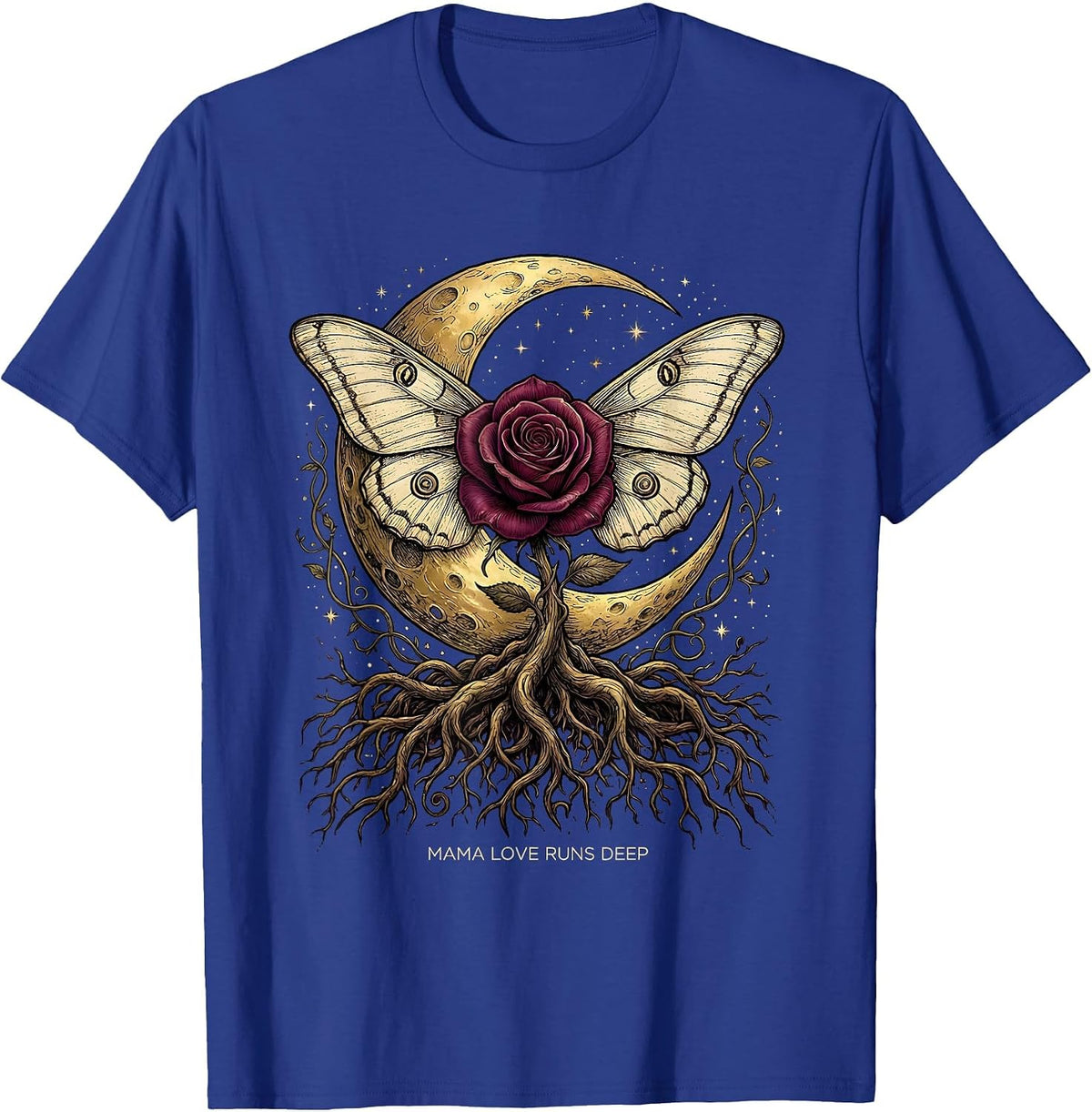 Mama Love Runs Deep Heartfelt Mom Design T-Shirt - Royal Blue