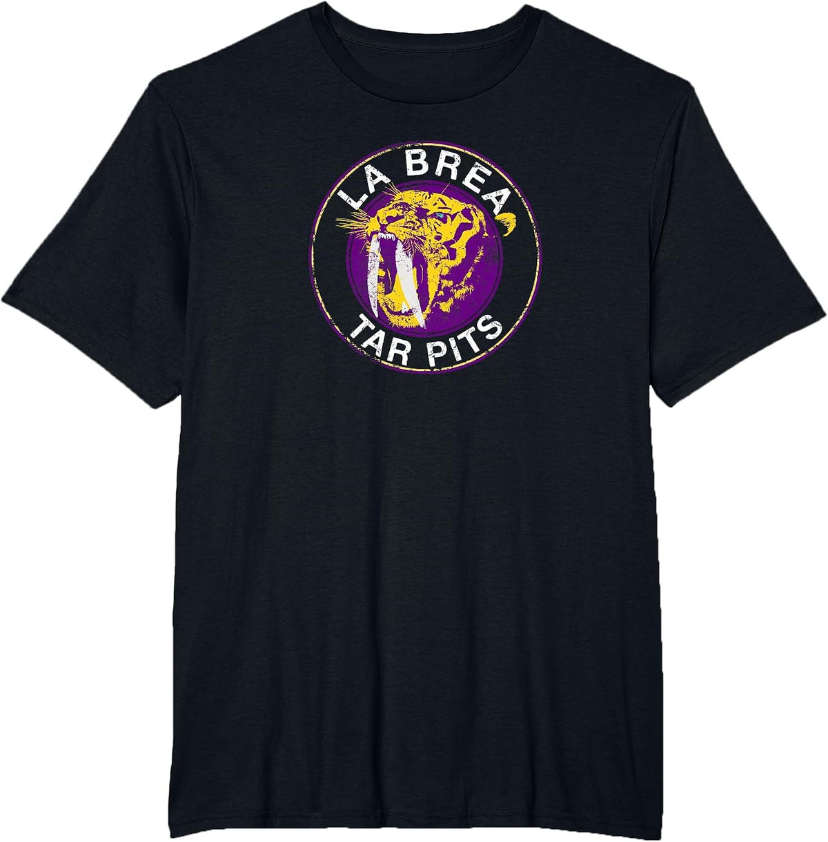 Saber-Tooth Tiger La Brea Tar Pits California T Shirt T-Shirt - Black
