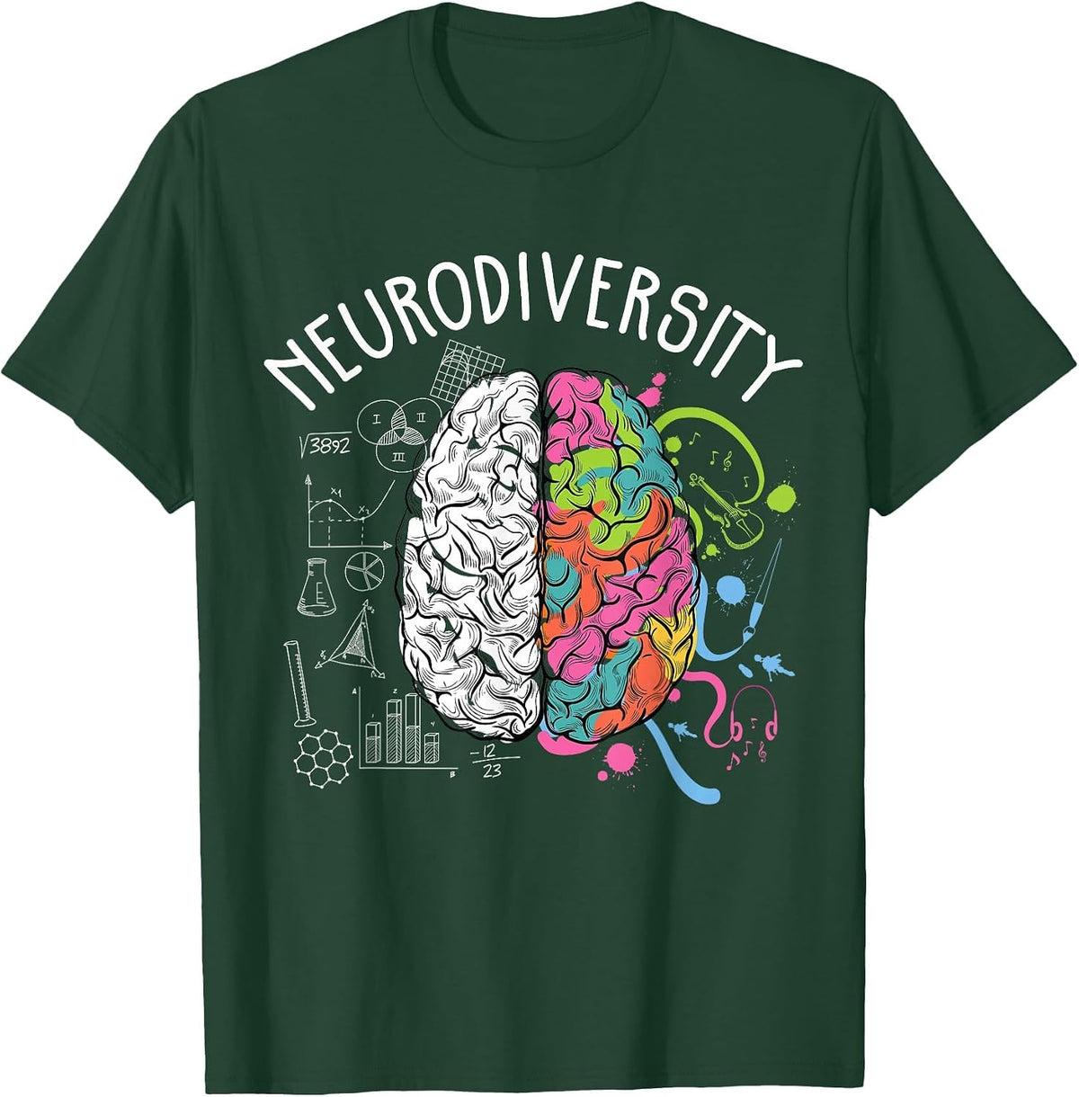 Neurodiversity Brain Shirt T-Shirt - Dark Green