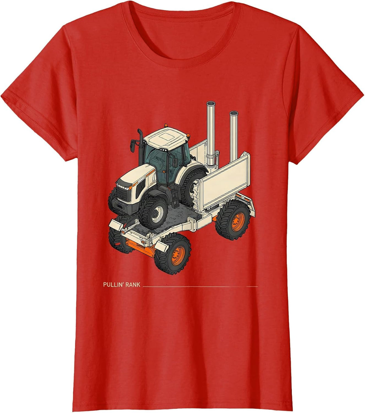 Pullin Rank Exploded Semi Trucker Pickup Truck Owner Humor T-Shirt - Red