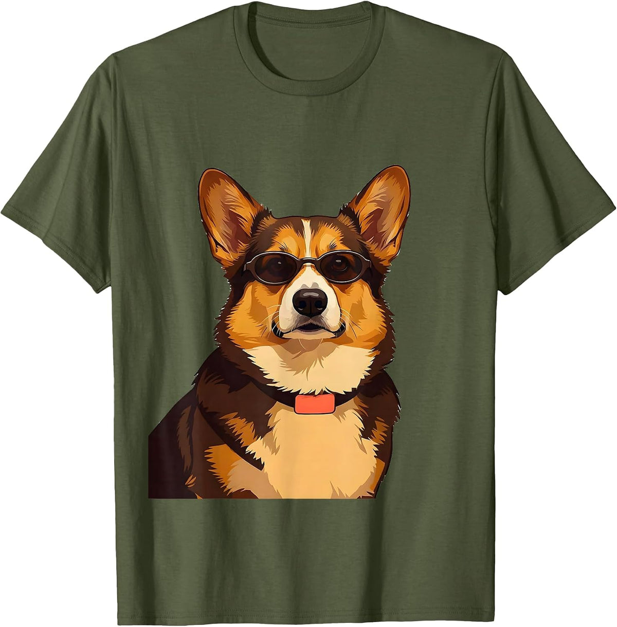 Men's Pembroke Welsh Corgi Sunglasses Dog Lover Humor T-Shirt - Olive Green