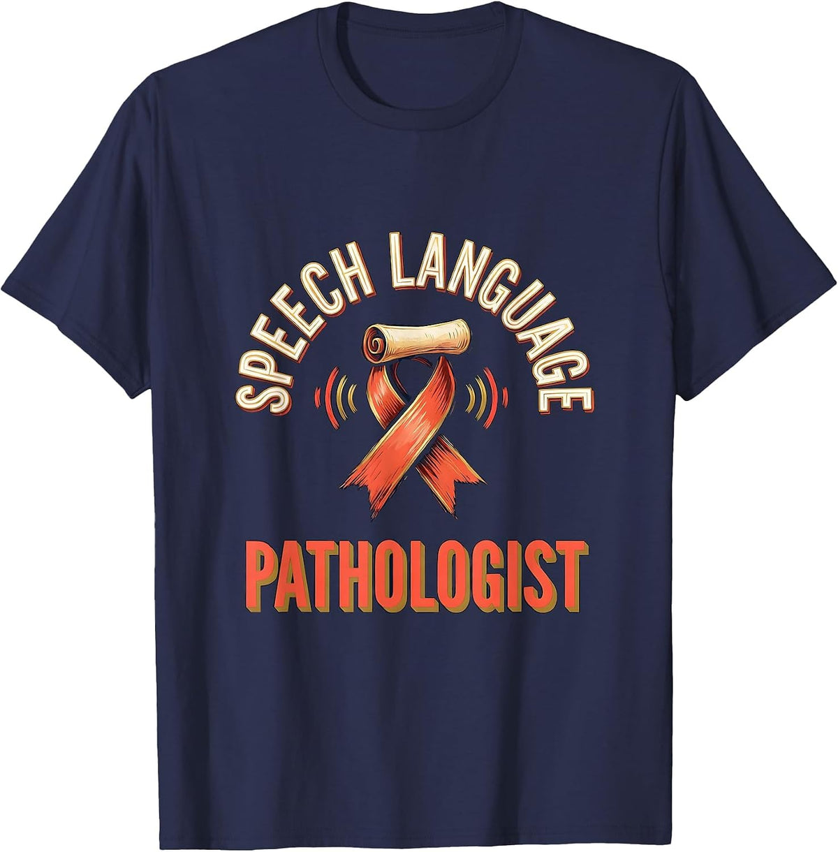 Speech Language Pathologist Sign Painter Showcard Retro SLP T-Shirt - Navy Blue