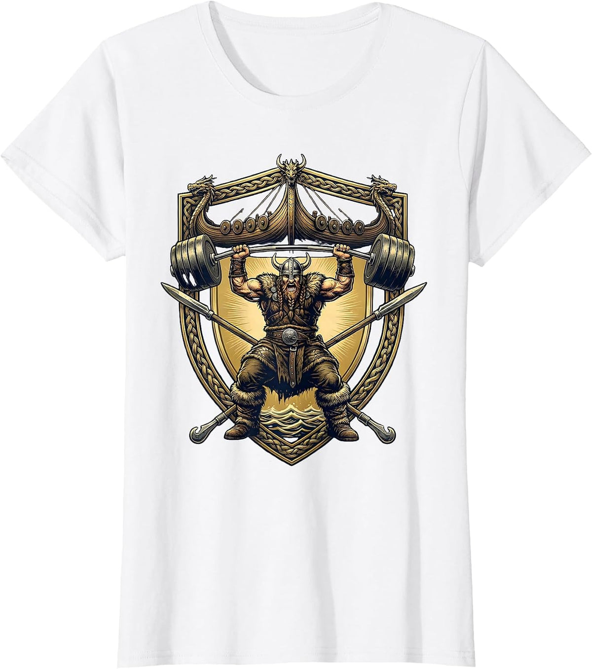 Women's Viking Warrior Deadlift Funny Gym Graphic T-Shirt - White