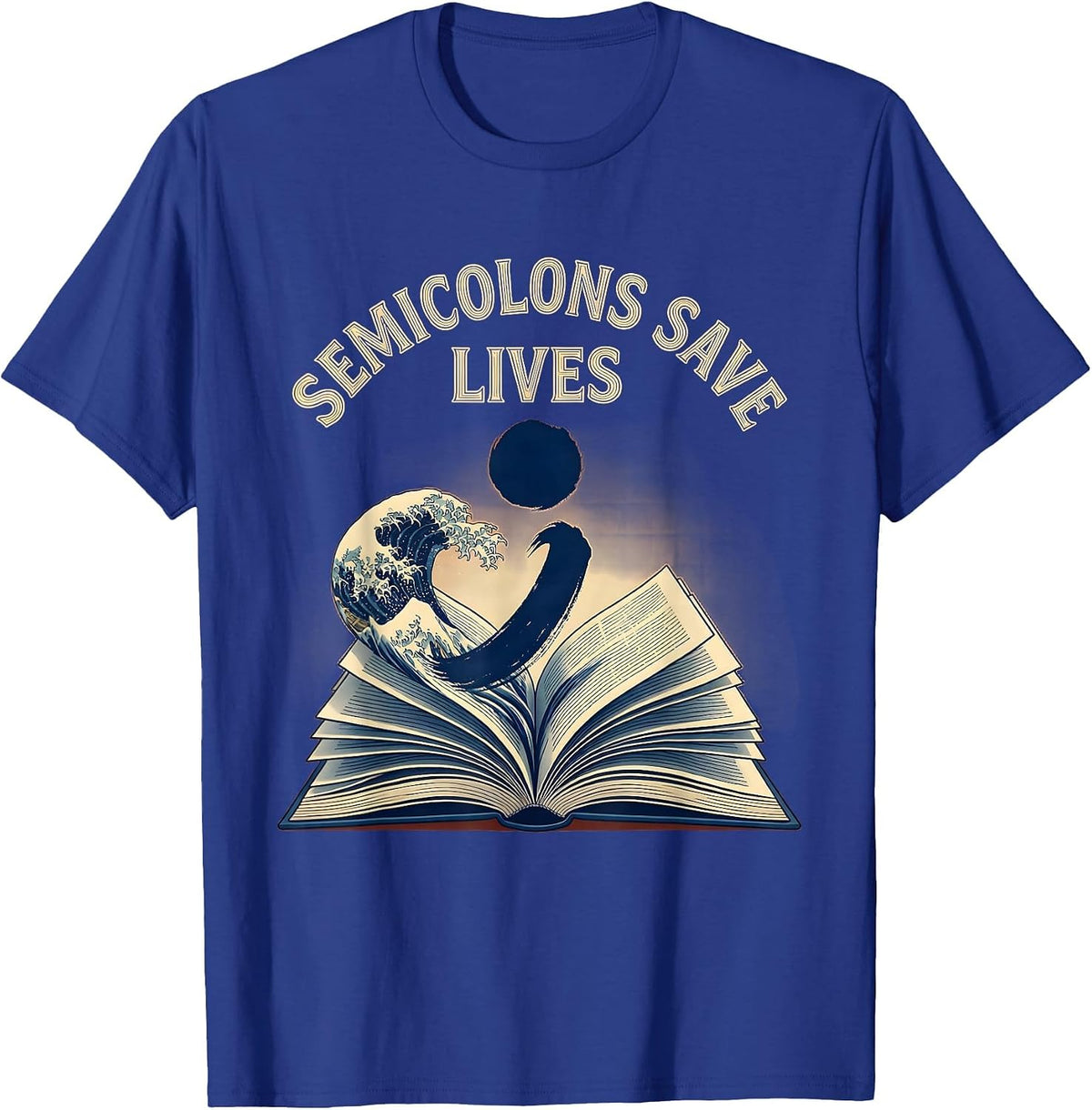 Men's Semicolons Save Lives English Teacher Design T-Shirt - Royal Blue