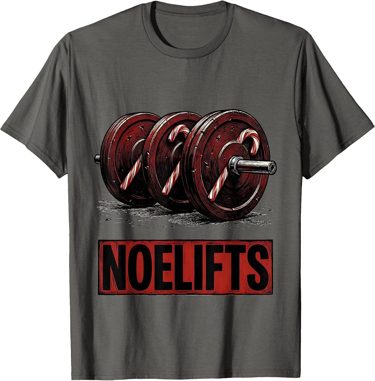 Men's Noelifts Funny Christmas Gym Weightlifting Workout Fitness T-Shirt - Asphalt Grey