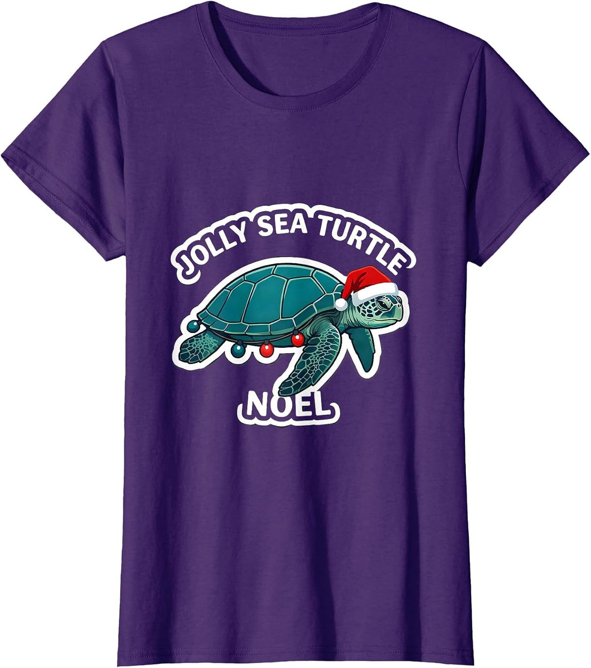 Women's Jolly Sea Turtle Noel Whimsical Sea Turtle Lover Christmas T-Shirt - Purple