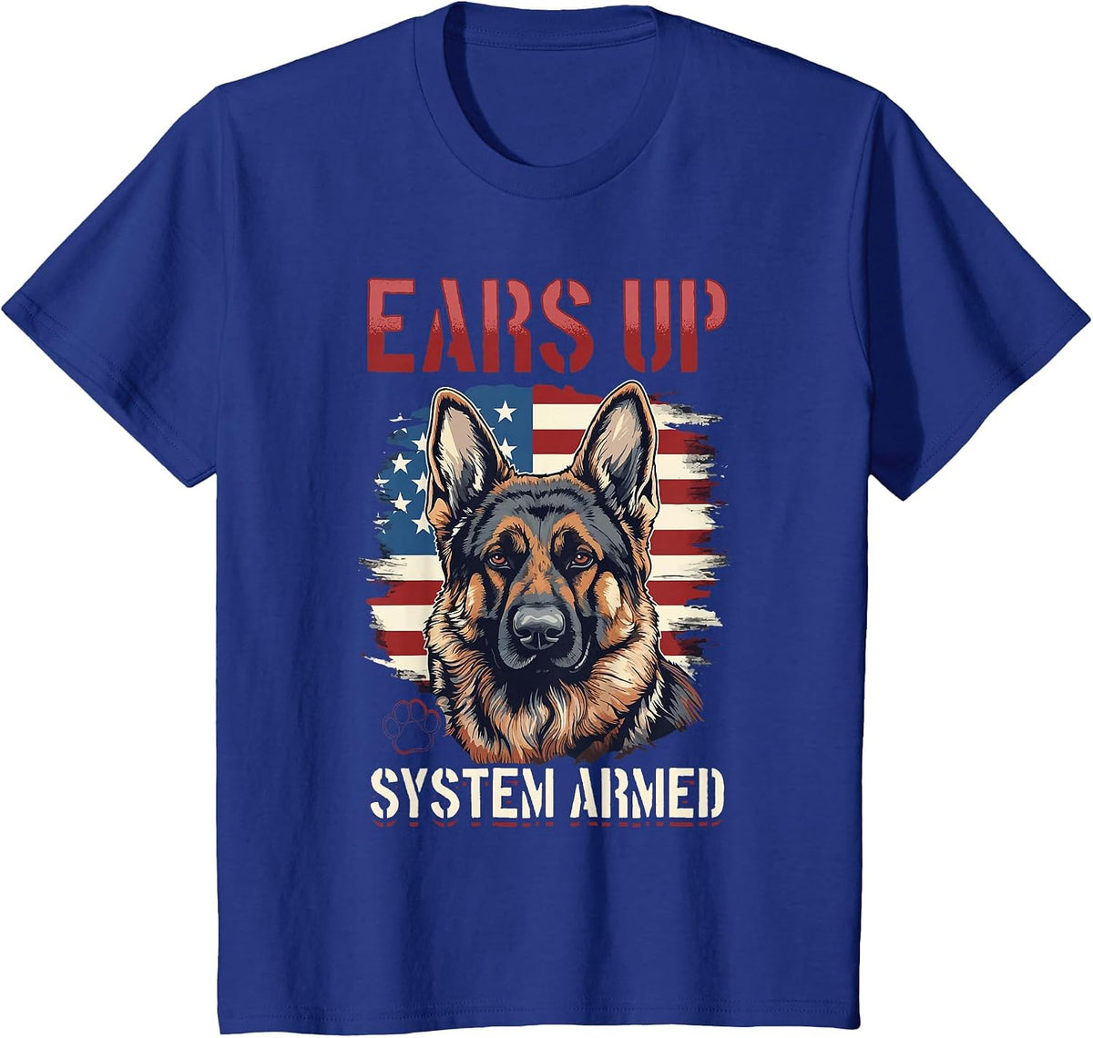 German Shepherd Dog Breed Ears Up System Armed T-Shirt - Royal Blue