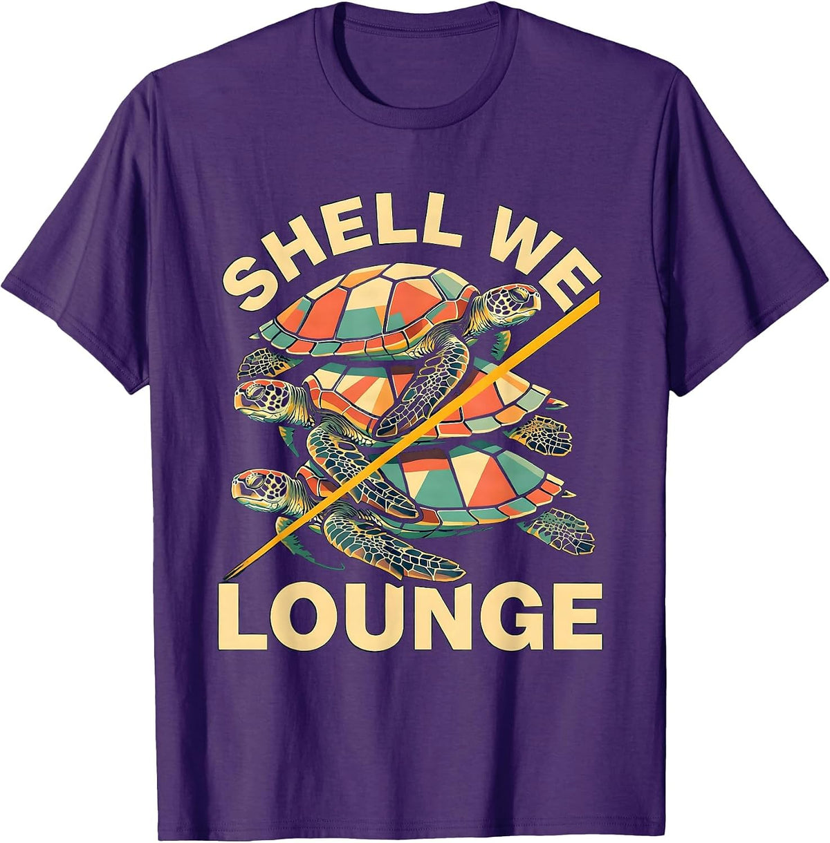 Shell We Lounge Screenprint Sea Turtle Ocean Animal Tropical T-Shirt - Purple