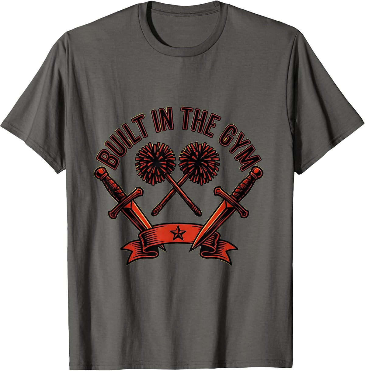 Built in the Gym Cheer and Fitness Design T-Shirt - Asphalt Grey