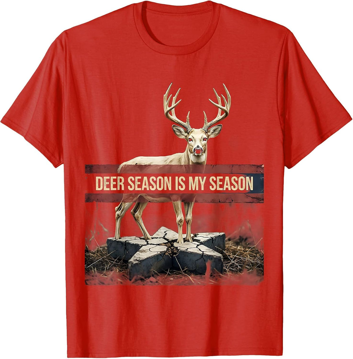 Men's Deer Season Is My Season Camo Dad Deer Hunting Humor T-Shirt - Red