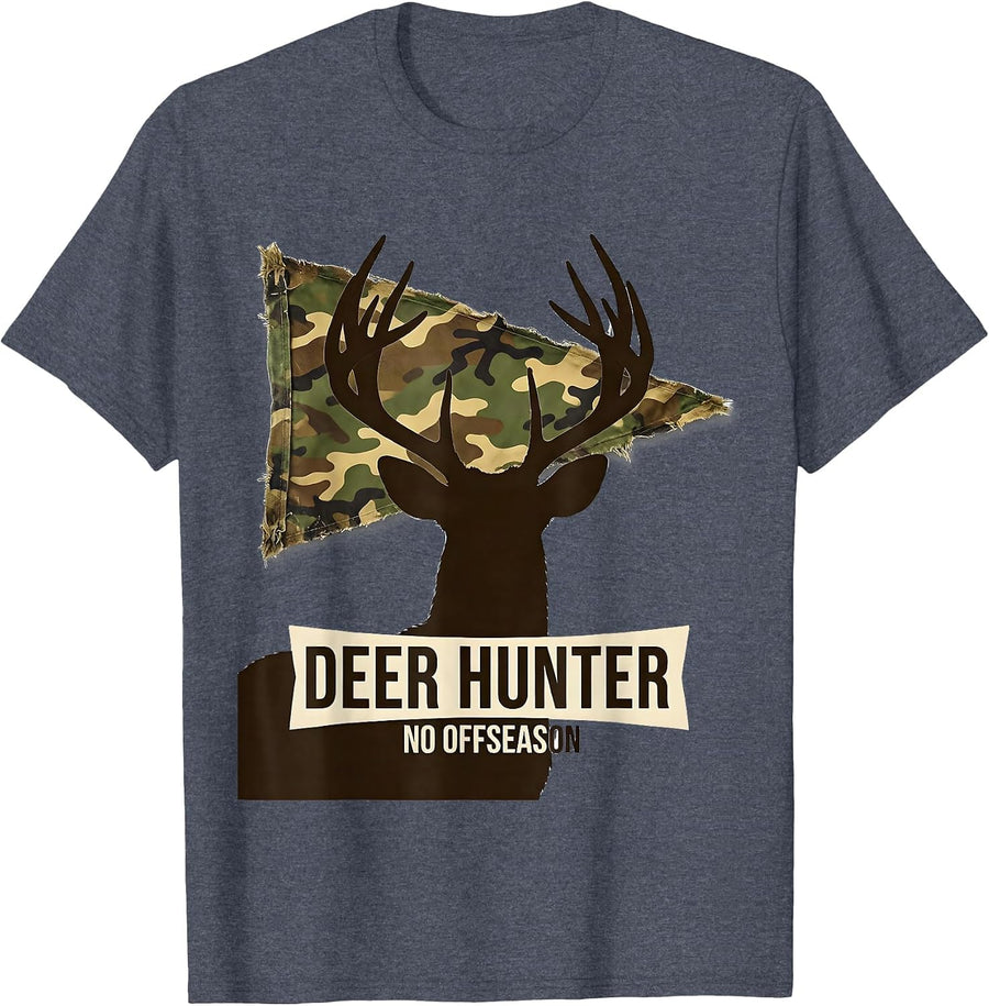Deer Hunter No Offseason Funny Camo Dad Hunting Gift T-Shirt - Heather Blue