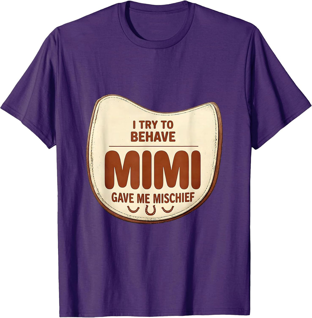 Men's I Try To Behave, Mimi Gave Me Mischief Vintage Funny T-Shirt - Purple