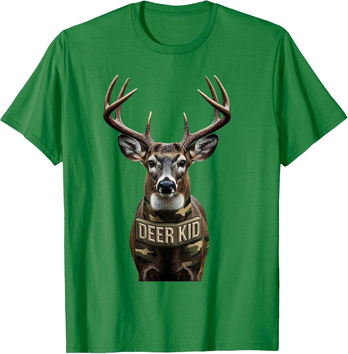 Men's Deer Kid Funny Youth Hunting Camo Family Humor T-Shirt - Kelly Green