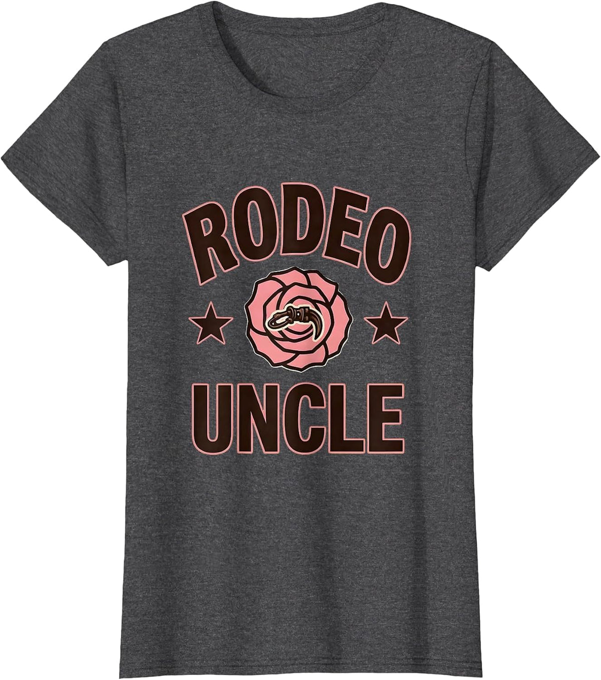 Women's Rodeo Uncle Pink Boots Coquette CowGirl Birthday Party T-Shirt - Dark Heather Grey