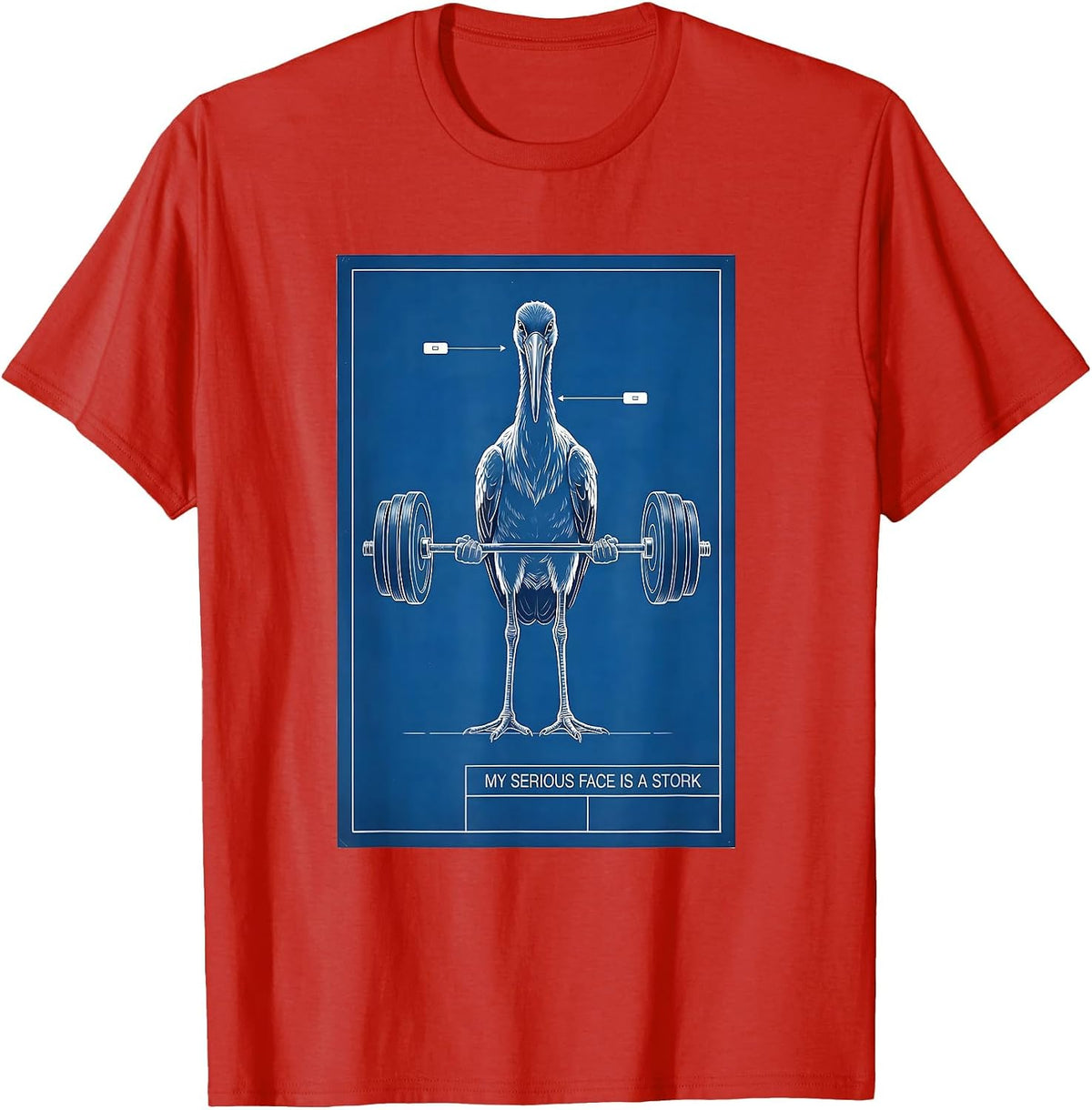 Men's My Serious Face Is A Stork Funny Gym Weightlifting Workout T-Shirt - Red